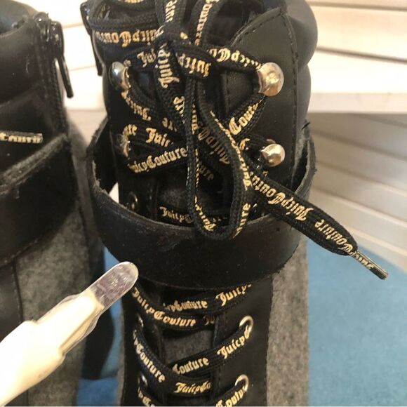 Juicy Couture Gray Wool Vegan Leather Boots 8.5 - Picture 6 of 11